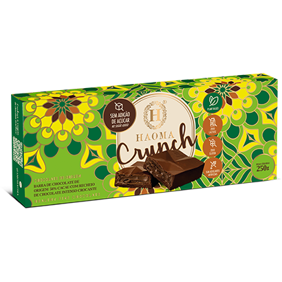 Bara de chocolate vegano com recheio de chocolate intenso e crocante