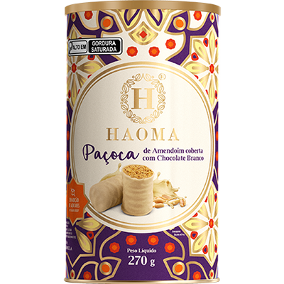 Lata de paçocas com Cobertura de Chocolate Branco - Haoma