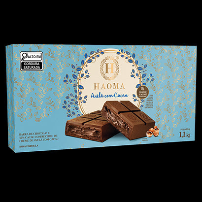 Barra de chocolate 1kg com recheio de avelã